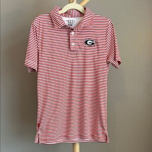 Garb Georgia Bulldogs Boys Red & White Striped Polo Shirt Med 7/8 Youth